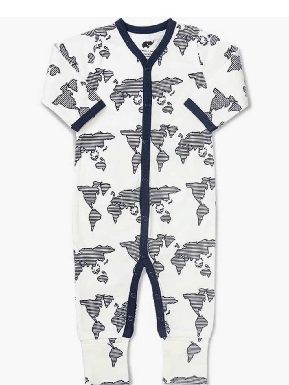 Monica+Andy Unisex Footed One-Piece w/ World Map Print